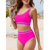 image:imageAmerican Trends Womens Bikini Sets Two Piece Swimsuit for Women High Waisted Swim Suit 2026 Sporty Bathing SuitPink Purple