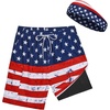 image:imageAmerican Trends Mens Swim Trunks with Compression Liner Board Shorts for Men Quick Dry Swimsuits Bathing Suit Swimwear9 American Flag