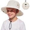 image:imageAmerican Trends Waterproof Kids Bucket Hat UPF 50 Packable Swim Travel Safari Hat Boys Girls with Strap 612 YearsBeige
