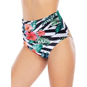 image:imageAmerican Trends High Waisted Bikini Bottoms Ruched Tummy Control Swim Bottom Bathing Suits for WomenStriped Floral