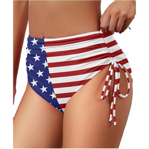 image:imageAmerican Trends High Waisted Bikini Bottoms for Women Tummy Control Swimsuits Bottoms Full Coverage Bathing Suit BottomAmerican Flag