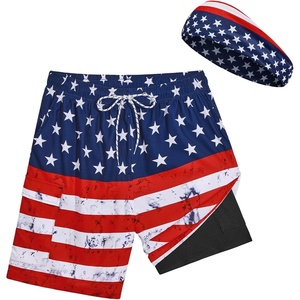 image:imageAmerican Trends Mens Swim Trunks with Compression Liner Board Shorts for Men Quick Dry Swimsuits Bathing Suit Swimwear9 American Flag