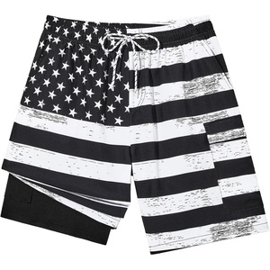 image:imageAmerican Trends Mens Swim Trunks with Compression Liner Board Shorts for Men Quick Dry Swimsuits Bathing Suit Swimwear9 Black White American Flag