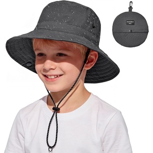 image:imageAmerican Trends Waterproof Kids Bucket Hat UPF 50 Packable Swim Travel Safari Hat Boys Girls with Strap 612 YearsDark Grey