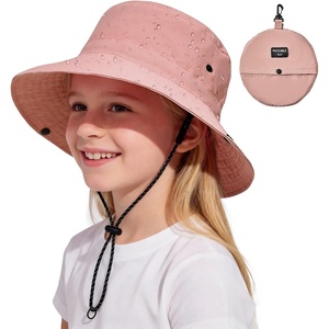 image:imageAmerican Trends Waterproof Kids Bucket Hat UPF 50 Packable Swim Travel Safari Hat Boys Girls with Strap 612 YearsLight Pink
