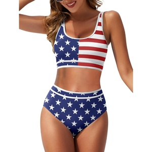 image:imageAmerican Trends Womens Bikini Sets Two Piece Swimsuit for Women High Waisted Swim Suit 2026 Sporty Bathing SuitAmerican Flag