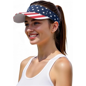 image:imageStructured Brim QuickDry Sun Visor HatLightweight Sun Protection Sports Visor for Running Golf Tennis WomenAmerican Flag