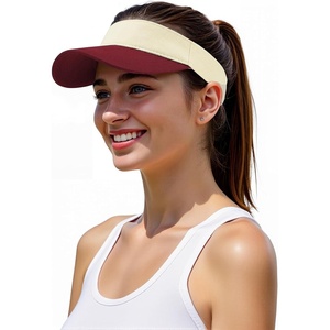 image:imageStructured Brim QuickDry Sun Visor HatLightweight Sun Protection Sports Visor for Running Golf Tennis WomenZ Redwhite