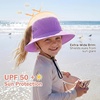 image:image2 Pack Wide Brim Girls Ponytail Sun Hats Full Face amp Neck Coverage Adjustable Breathable Quick Dry Kids Beach Bucket HatPink  Purple