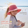 image:image2 Pack Wide Brim Girls Ponytail Sun Hats Full Face amp Neck Coverage Adjustable Breathable Quick Dry Kids Beach Bucket HatPurple  Watermelon Red