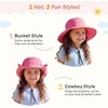 image:image2 Pack Wide Brim Girls Ponytail Sun Hats Full Face amp Neck Coverage Adjustable Breathable Quick Dry Kids Beach Bucket HatPurple  Watermelon Red