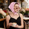 image:imageAmerican Trends 235 Womens Satin Scarf Lightweight Silk Feeling Neck Scarf Square Neckerchief for Daily Wear amp CostumesPink