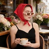 image:imageAmerican Trends 235 Womens Satin Scarf Lightweight Silk Feeling Neck Scarf Square Neckerchief for Daily Wear amp CostumesRed