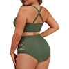 image:imageAmerican Trends Womens Plus Size Bikini Set  Tummy Control High Waisted 2 Piece Swimsuits Bathing SuitsArmy Green