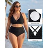 image:imageAmerican Trends Womens Plus Size Bikini Set  Tummy Control High Waisted 2 Piece Swimsuits Bathing SuitsBlack