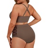 image:imageAmerican Trends Womens Plus Size Bikini Set  Tummy Control High Waisted 2 Piece Swimsuits Bathing SuitsBrown