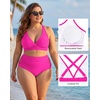 image:imageAmerican Trends Womens Plus Size Bikini Set  Tummy Control High Waisted 2 Piece Swimsuits Bathing SuitsNeon Yellow