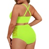 image:imageAmerican Trends Womens Plus Size Bikini Set  Tummy Control High Waisted 2 Piece Swimsuits Bathing SuitsNeon Yellow