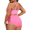 image:imageAmerican Trends Womens Plus Size Bikini Set  Tummy Control High Waisted 2 Piece Swimsuits Bathing SuitsPink