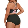 image:imageAmerican Trends Womens Plus Size Bikini Set  Tummy Control High Waisted 2 Piece Swimsuits Bathing SuitsPink Flower