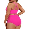 image:imageAmerican Trends Womens Plus Size Bikini Set  Tummy Control High Waisted 2 Piece Swimsuits Bathing SuitsRose Red