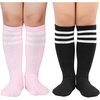 image:imageAmerican Trends Kids Toddler Soccer Socks Youth Baseball Softball Football Socks Knee High Accessories for Girls2 Pack Pink Black White