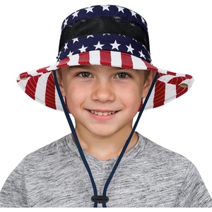 image:imageAmerican Trends Quick Dry Boys Sun Hat  Dual Adjustable UV Protection Breathable Kids Safari Bucket Cap for Beach PoolAmerican Flag