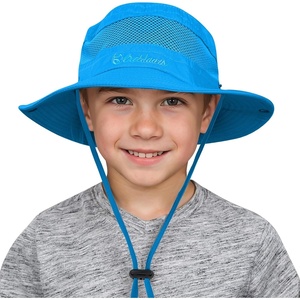 image:imageAmerican Trends Quick Dry Boys Sun Hat  Dual Adjustable UV Protection Breathable Kids Safari Bucket Cap for Beach PoolSky Blue