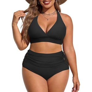 image:imageAmerican Trends Womens Plus Size Bikini Set  Tummy Control High Waisted 2 Piece Swimsuits Bathing SuitsBlack