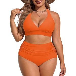 image:imageAmerican Trends Womens Plus Size Bikini Set  Tummy Control High Waisted 2 Piece Swimsuits Bathing SuitsOrange