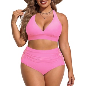 image:imageAmerican Trends Womens Plus Size Bikini Set  Tummy Control High Waisted 2 Piece Swimsuits Bathing SuitsPink