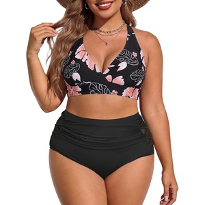 image:imageAmerican Trends Womens Plus Size Bikini Set  Tummy Control High Waisted 2 Piece Swimsuits Bathing SuitsPink Flower