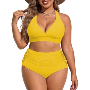 image:imageAmerican Trends Womens Plus Size Bikini Set  Tummy Control High Waisted 2 Piece Swimsuits Bathing SuitsYellow