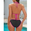 image:imageAmerican Trends Women String Triangle Bikini Set Swimsuit Two Piece Bathing Suit Cheeky Swim Suit SwimwearBlack Pink