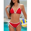image:imageAmerican Trends Women String Triangle Bikini Set Swimsuit Two Piece Bathing Suit Cheeky Swim Suit SwimwearRed White