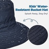 image:imageAmerican Trends Waterproof Kids Bucket Hat UPF 50 Packable Swim Travel Safari Hat Boys Girls with Strap 612 YearsLight Grey