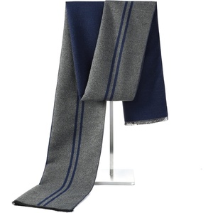 image:imageAmerican Trends Mens Winter Scarf Soft Warm Scarves Winter Gifts for MenBlue  Grey Stripe