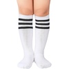 image:imageAmerican Trends Girls Kids Soccer Socks Softball Baseball Football Youth Boys Long Tube Knee High Athletic Socks2 Pack Black White Black