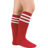 image:imageAmerican Trends Girls Kids Soccer Socks Softball Baseball Football Youth Boys Long Tube Knee High Athletic SocksBlue White Stripes  Red White