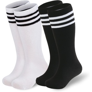 image:imageAmerican Trends Girls Kids Soccer Socks Softball Baseball Football Youth Boys Long Tube Knee High Athletic Socks2 Pack Black White Black