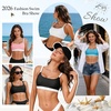 image:imageSports Bikini Top for Women Padded Scoop Neck Swim Bra Crop Swimsuit Top  Classic swim top removable padded Adjustable straps comfort for swimming resort wear tanning and beachside relaxationBlack and White