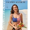 image:imageSports Bikini Tops for Women Swim Bra Wirefree Workout Swimsuit Top Comfortable Support for Swimming Beach Active WearAmerican Flag