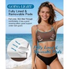 image:imageSports Bikini Tops for Women Swim Bra Wirefree Workout Swimsuit Top Comfortable Support for Swimming Beach Active WearBrown Trim