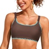 image:imageSports Bikini Tops for Women Swim Bra Wirefree Workout Swimsuit Top Comfortable Support for Swimming Beach Active WearBrown Trim
