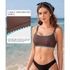 image:imageSports Bikini Tops for Women Swim Bra Wirefree Workout Swimsuit Top Comfortable Support for Swimming Beach Active WearBrown Trim