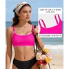 image:imageSports Bikini Tops for Women Swim Bra Wirefree Workout Swimsuit Top Comfortable Support for Swimming Beach Active WearPink Trim