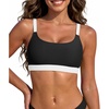 image:imageSports Bikini Top for Women Padded Scoop Neck Swim Bra Crop Swimsuit Top  Classic swim top removable padded Adjustable straps comfort for swimming resort wear tanning and beachside relaxationBlack and White