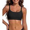 image:imageSports Bikini Top for Women Padded Scoop Neck Swim Bra Crop Swimsuit Top  Classic swim top removable padded Adjustable straps comfort for swimming resort wear tanning and beachside relaxationBlack