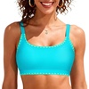 image:imageSports Bikini Tops for Women Swim Bra Wirefree Workout Swimsuit Top Comfortable Support for Swimming Beach Active WearBlue Trim