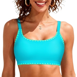 image:imageSports Bikini Tops for Women Swim Bra Wirefree Workout Swimsuit Top Comfortable Support for Swimming Beach Active WearBlue Trim